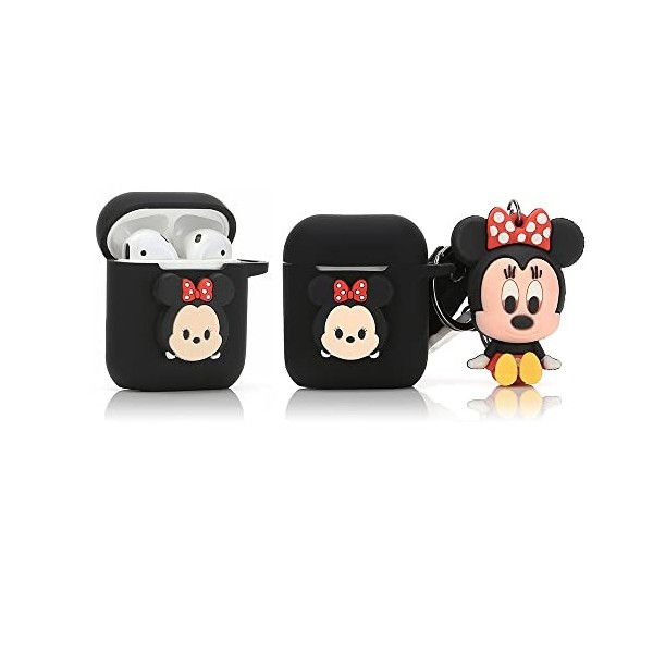 Derhom en Silicone Airpods Couverture Mignonne Drôle Compatible pour Apple Airpods 1 et 2 [Bande dessinée Ceinture Poupée Sér