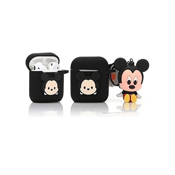 Derhom en Silicone Airpods Couverture Mignonne Drôle Compatible pour Apple Airpods 1 et 2 [Bande dessinée Ceinture Poupée Sér
