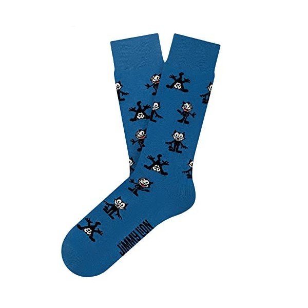 Jimmy Lion Chaussettes Felix The Cat pour Homme et Femme - Édition Limitée, Felix Pattern - Bleu, 41-46