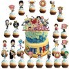 Décoration Gâteau One Piece, 31PCS Cake Topper One Piece, Decoration Gateau Anniversaire One Piece, Cupcake Decoration One Pi