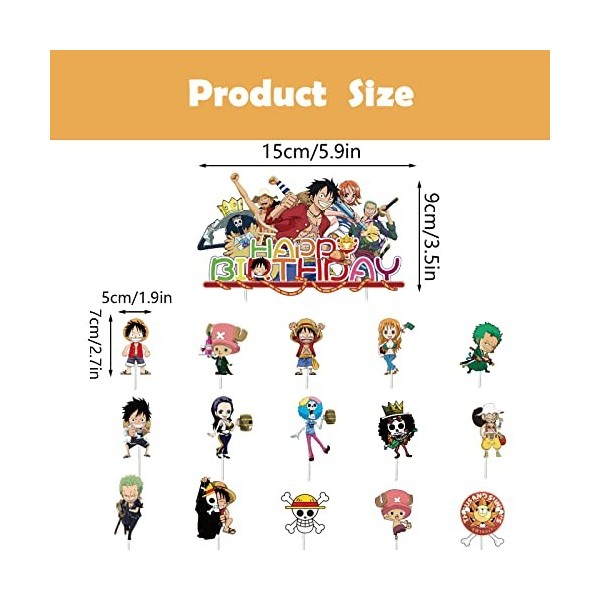 Décoration Gâteau One Piece, 31PCS Cake Topper One Piece, Decoration Gateau Anniversaire One Piece, Cupcake Decoration One Pi
