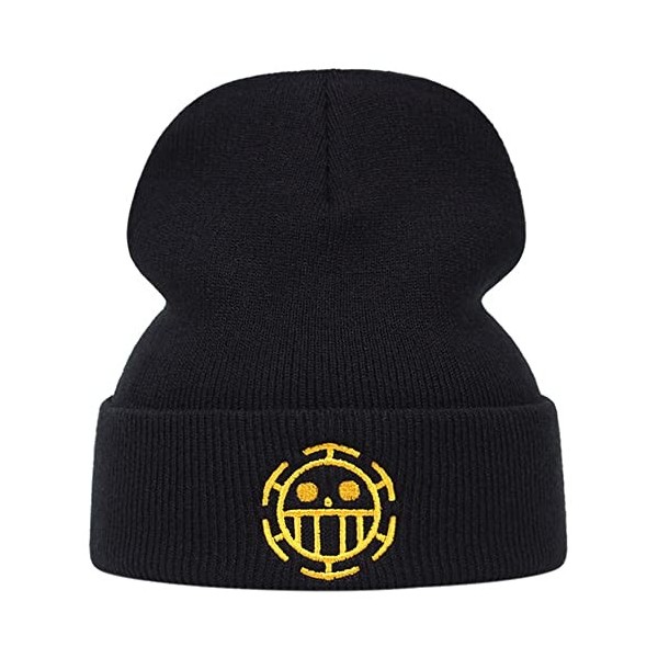 LANLYLGQ Bonnet tricoté One Piece Beanie unisexe homme femme chaud bonnet de ski broderie bonnet dhiver, Noir , taille uniqu