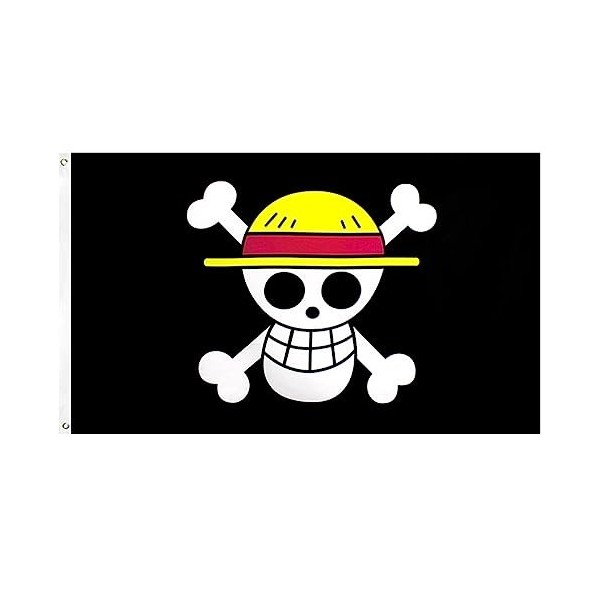 One Piece Drapeaux Danime CBOSNF 90 * 150CM One Piece Pirate Drapeau Bannières Dessin Animé Décoration de Garçons Filles,Pho