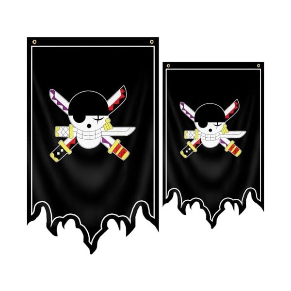 One Piece Drapeaux Danime CBOSNF 90 * 150CM One Piece Pirate Drapeau Bannières Dessin Animé Décoration de Garçons Filles,Pho