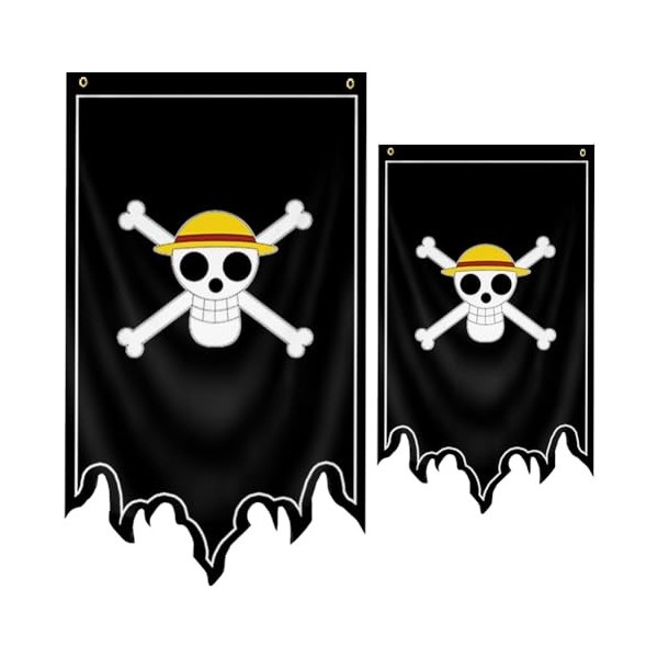 One Piece Drapeaux Danime CBOSNF 90 * 150CM One Piece Pirate Drapeau Bannières Dessin Animé Décoration de Garçons Filles,Pho