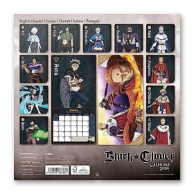 Grupo Erik - Calendrier Mural 2024 Black Clover | Calendrier Mensuel 30 x 60 cm, Certifié FSC, en Français