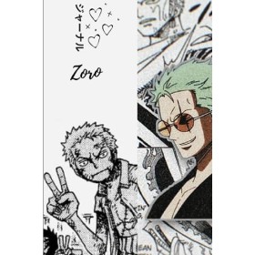 Onepiece Zoro anime cover Journal: "Zoros Odyssey" with the quote "only I Can Call My Dream Stupid"
