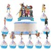 Décorations De Gâteaux One Piece 6pcs One Piece Décorations Anniversaire Topper de Gâteau Acrylique Décoration de Gâteaux Fêt