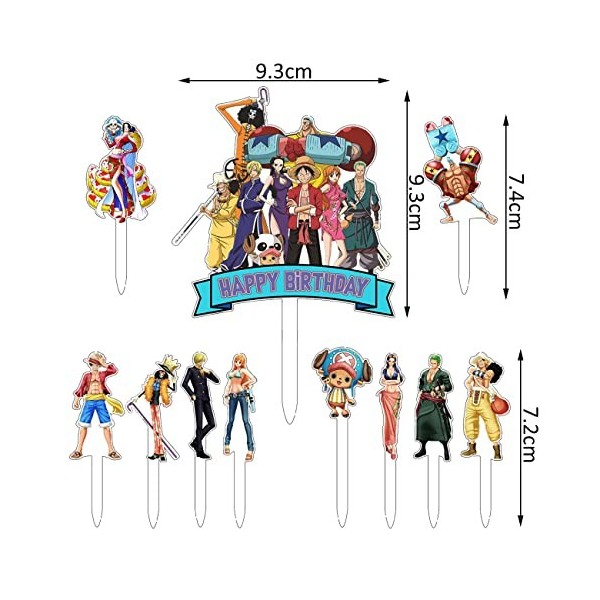 Décorations De Gâteaux One Piece 6pcs One Piece Décorations Anniversaire Topper de Gâteau Acrylique Décoration de Gâteaux Fêt