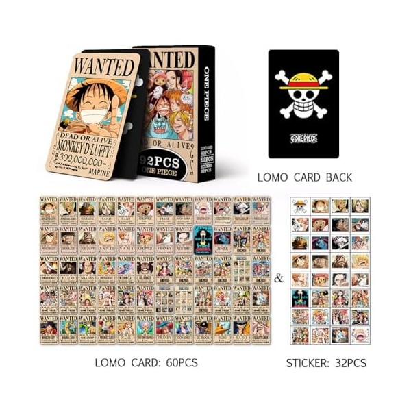 One-Piece Lomo Cards,CBOSNF 184pcs One-Piece Luffy Poster Mini Cards Le Roi Voleur de Mer Photocards Set,Straw Hat Crew Start