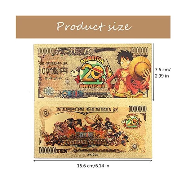 Yananmall Billet De Banque Or Anime Édition Limitée Collection du 20e Anniversaire 16 * 7.6cm Cadeau Unique pour Les Fans Da