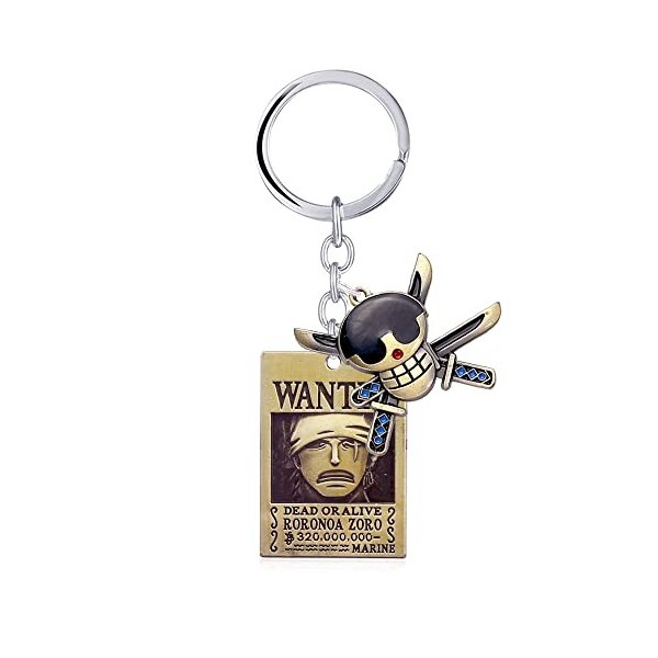 Porte - Clés Anime OP Luffy Zoro, Casquette En Métal Wanted Set De Deux Pendentifs, Ensemble Décoratif De Clé De Mode C 