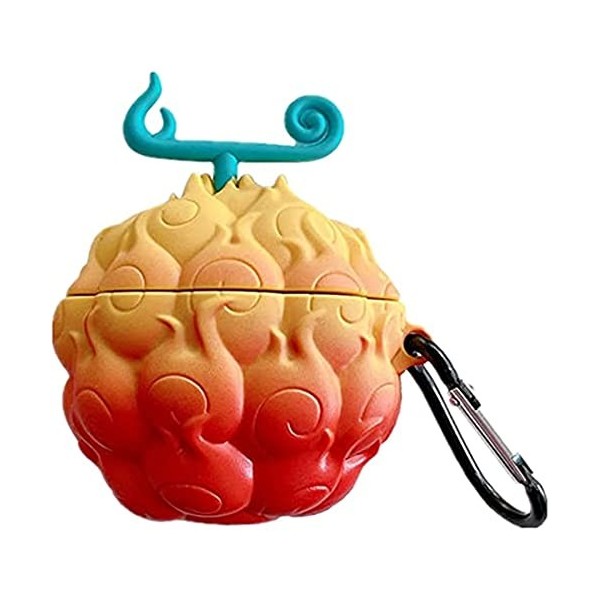 PLXBYC Coque pour Airpods 2 et 1, motif dessin animé japonais mignon 3D Devil Fruit pour Airpods 1 2, coque avec crochet pour