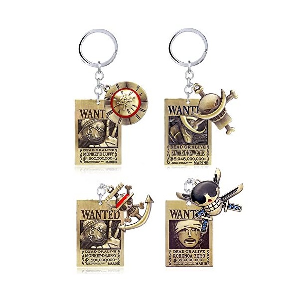 Porte - Clés Anime OP Luffy Zoro, Casquette En Métal Wanted Set De Deux Pendentifs, Ensemble Décoratif De Clé De Mode B 