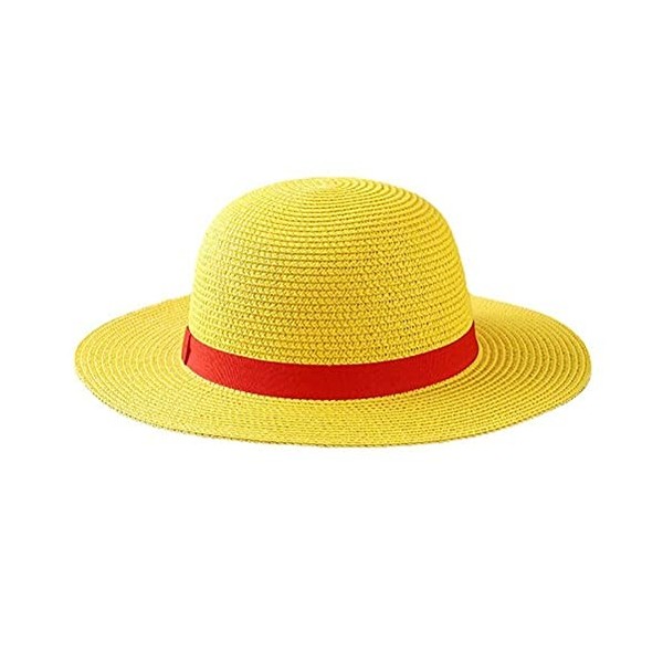 Wuawtyli Chapeau de Paille Luffy One Piece Adulte Chapeau de Paille avec Visière Matière Naturelle Chapeau de Paille de Dessi