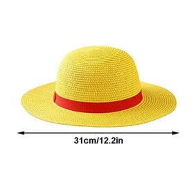 Wuawtyli Chapeau de Paille Luffy One Piece Adulte Chapeau de Paille avec Visière Matière Naturelle Chapeau de Paille de Dessi
