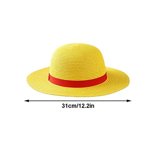 Wuawtyli Chapeau de Paille Luffy One Piece Adulte Chapeau de Paille avec Visière Matière Naturelle Chapeau de Paille de Dessi