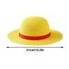 Wuawtyli Chapeau de Paille Luffy One Piece Adulte Chapeau de Paille avec Visière Matière Naturelle Chapeau de Paille de Dessi