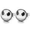 1 Paire Gothique Punk Rock Noir Blanc Alien Dôme Boucles doreilles - Clous doreille - Homme Femme - Acier Inoxydable