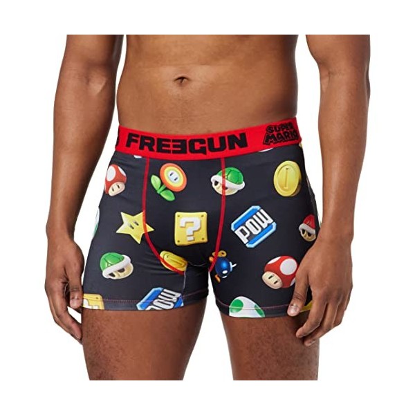 FREEGUN Boxer Enfant Super Mario, Caleçon Garçon Original et Doux, Multicolore, Taille L