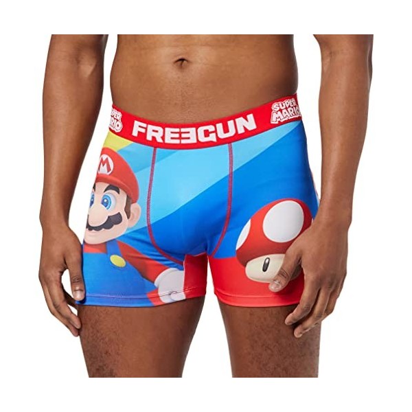 FREEGUN Boxer Enfant Super Mario, Caleçon Garçon Original et Doux, Multicolore, Taille L