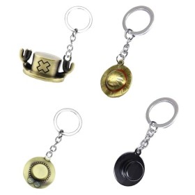 Ubephant Porte-Clés One Piece, One Piece Keychain, Ensemble dAnime Porte-Clé Luffy Straw Hat Pirate, 4 Pcs One Piece Porte C