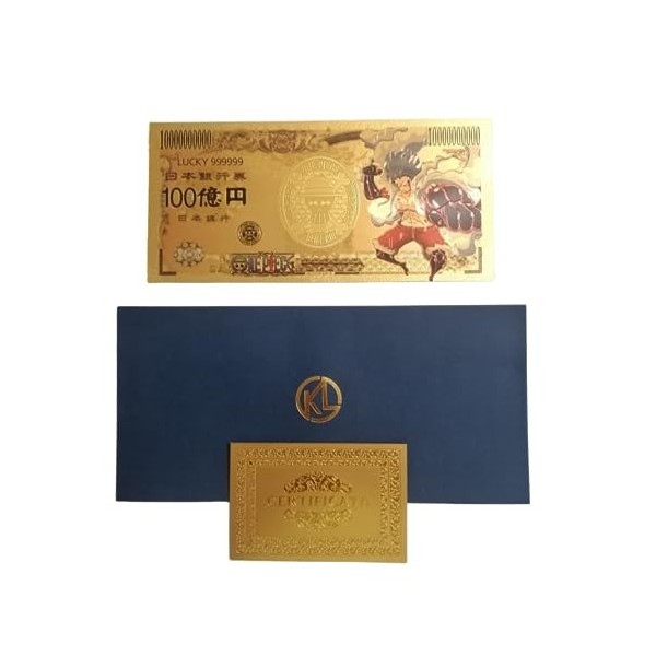 1PCS Billet One Piece luffy gear 4 snakeman avec certificat dauthenticité, Billet de Banque dor Anime, Manga One Piece Marq