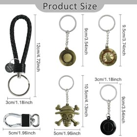 Porte Clef One Piece Porte Clés Manga Luffy Chapeau de Paille et Squelette Keychain Pendentif One Piece Accessoire Cosplay, C