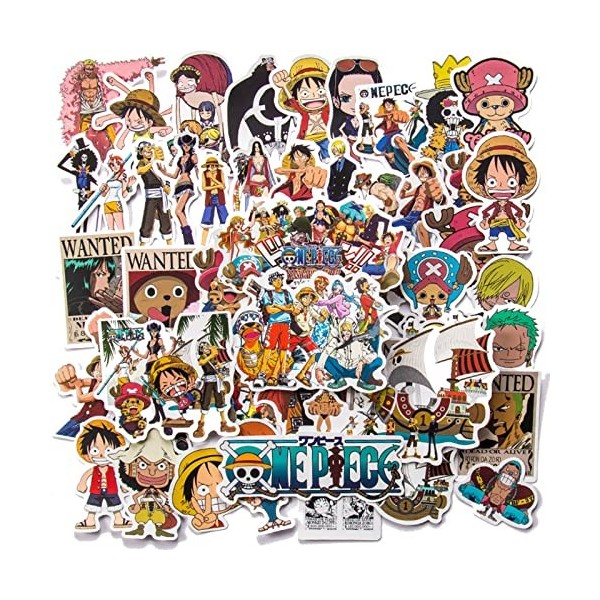 100pcs One Piece Anime Stickers Wopin-Waterproof Anime Stickers pour Enfants Adolescents Adultes Vinyle Ordinateur Portable A