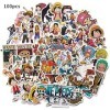 100pcs One Piece Anime Stickers Wopin-Waterproof Anime Stickers pour Enfants Adolescents Adultes Vinyle Ordinateur Portable A