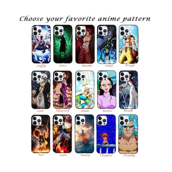 Coque Personnalisable pour Apple iPhone XR 6.1, Anime One Piece Luffy Gear 5 Zoro Law Nami Chopper Sanji Nika Manga Personn