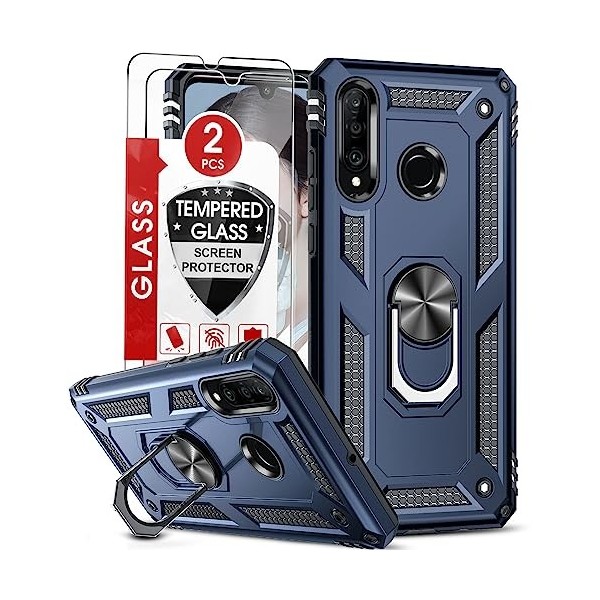 LeYi Coque pour Huawei P30 Lite/P30 Lite XL New Edition avec 2 Verre trempé, Anneau Support Militaire Double Renforcée Défens
