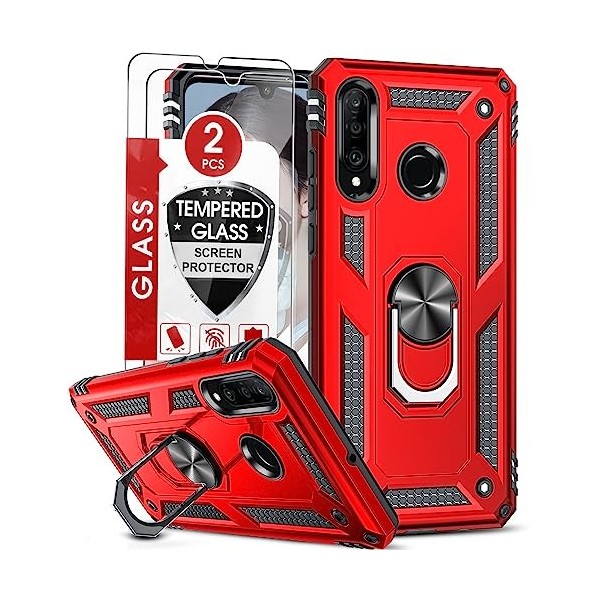 LeYi Coque pour Huawei P30 Lite/P30 Lite XL New Edition avec 2 Verre trempé, Anneau Support Militaire Double Renforcée Défens