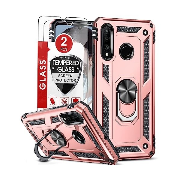 LeYi Coque pour Huawei P30 Lite/P30 Lite XL New Edition avec 2 Verre trempé, Anneau Support Militaire Double Renforcée Défens