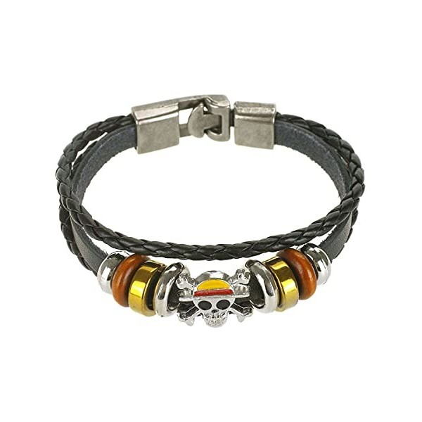 CosplayStudio Bracelet enroulé One Piece avec Jolly Roger le chapeau de paille