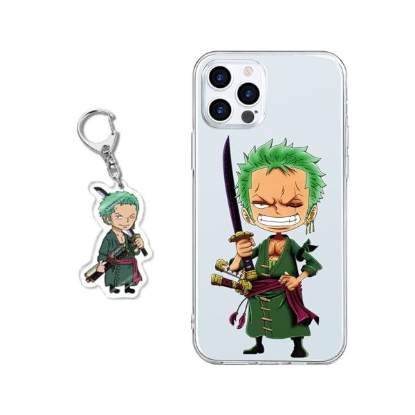 Coque pour Xiaomi Redmi 9C 4G /Redmi 9C NFC 6.53 Pouce, Animé One Piece Zoro Manga Motif avec 3D Cartoon Chiffre Porte-clés É