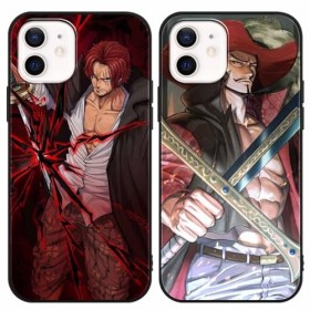 PBNDJVG 2 Pièces Coque pour Apple iPhone 12/iPhone 12 Pro 6.1 Pouce, Anime One Piece Shanks Manga Dessin Animé Motif Étui Pro