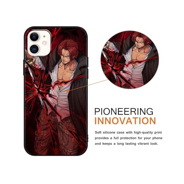 PBNDJVG 2 Pièces Coque pour Apple iPhone 12/iPhone 12 Pro 6.1 Pouce, Anime One Piece Shanks Manga Dessin Animé Motif Étui Pro