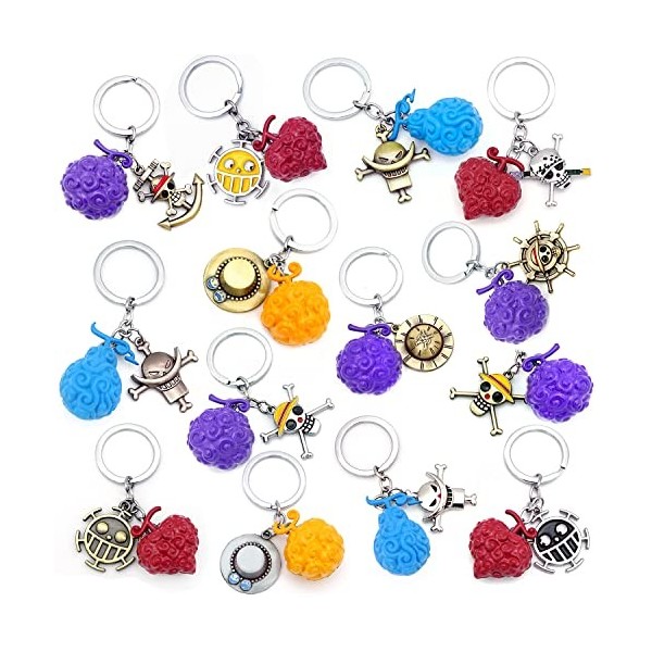 Porte - Clés Anime OP Luffy Zoro, Pendentif Metal Devil Fruit, Ensemble Décoratif De Clé De Mode Pour Les Fans G 