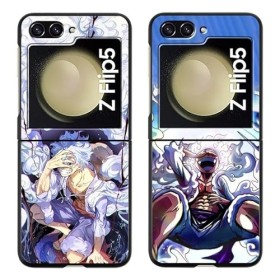 2 Pièces Coque pour Samsung Galaxy Z Flip 5 5G 6.7 Pouces, Anime One Piece Luffy Gear 5 Cartoon Motif Manga Ultra Fine TPU An