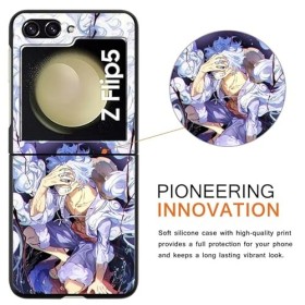 2 Pièces Coque pour Samsung Galaxy Z Flip 5 5G 6.7 Pouces, Anime One Piece Luffy Gear 5 Cartoon Motif Manga Ultra Fine TPU An