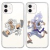 2 Pièces Coque pour Apple iPhone 12/iPhone 12 pro 6.1 , Anime One Piece Luffy Gear 5 Nika Manga Dessin Animé Motif Étui Pro