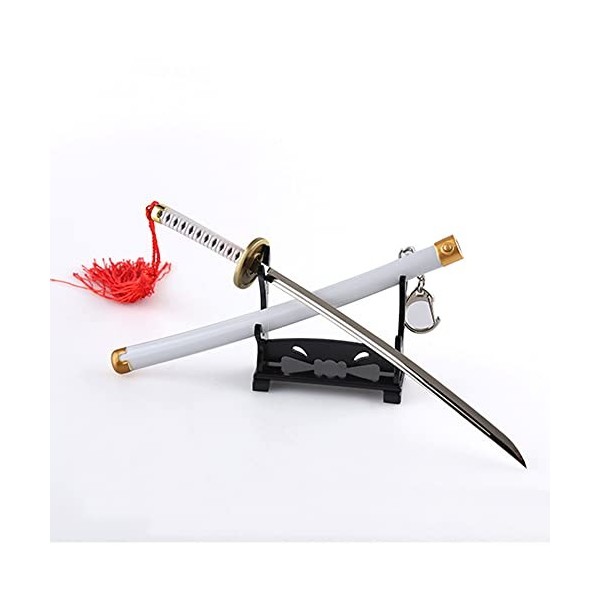 FUORU Réplique dune épée, Mini - ouvre - épée de Zoro/chaîne à clés Katana avec Gaine et Support/Alliage de Zinc/Cadeau dan