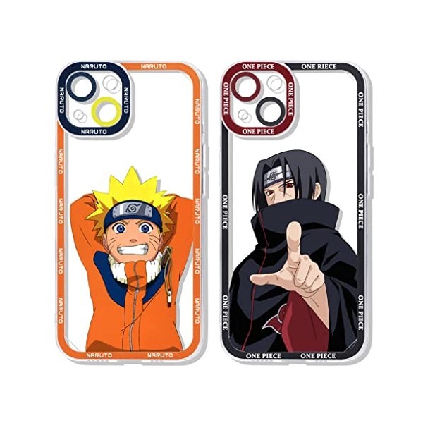 2 Pièces Coque pour Samsung Galaxy A12（4G 5G/A12 Nacho/M12 6.5 Anime Sasuke Itachi Manga Couleur 3D Motiv Transparent Case 