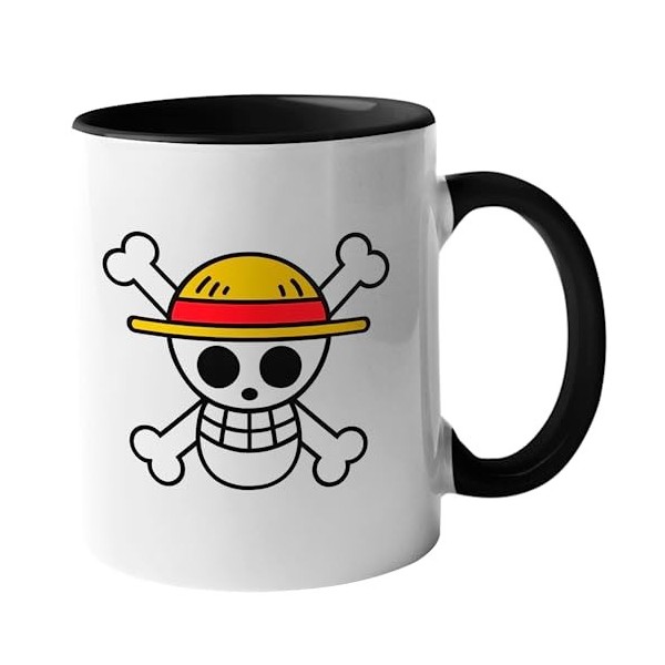 PLANETA MERCHAN - Tasse One Piece - Drapeau Chapeau de paille - 325 ml - Tasses anime et manche/Cadeau One Piece/Cadeau origi