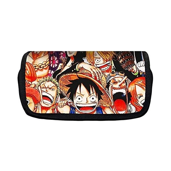 LGQHCE One Piece Trousse a Crayon, One Piece Enfant Anime Sac Papeterie Sac de Rangement Portable Étudiant Papeterie Toile Zi