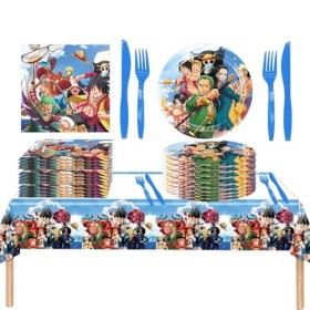Vaisselle Anniversaire one piece,Decoration Anniversaire one piece Assiettes Serviettes Nappes Fourchettes Couteaux,Idéal pou