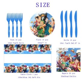 Vaisselle Anniversaire one piece,Decoration Anniversaire one piece Assiettes Serviettes Nappes Fourchettes Couteaux,Idéal pou