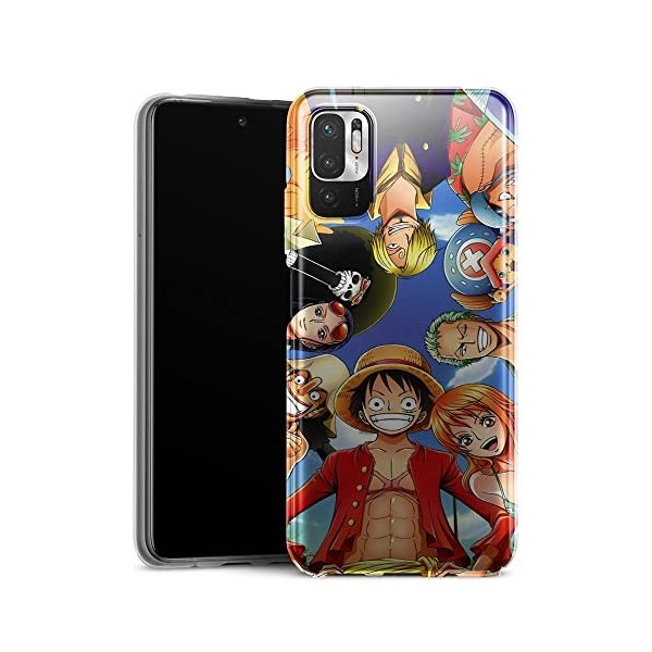 MACOQUEPERSO Coque Compatible XIAOMI REDMI Note 10 5G One Piece Pirate Team