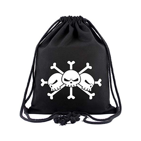 WANHONGYUE One Piece Roronoa Zoro Anime Sac à Cordon Toile Sac de Sport Sac de Gym Sac à Dos Cinch Bag Noir 15